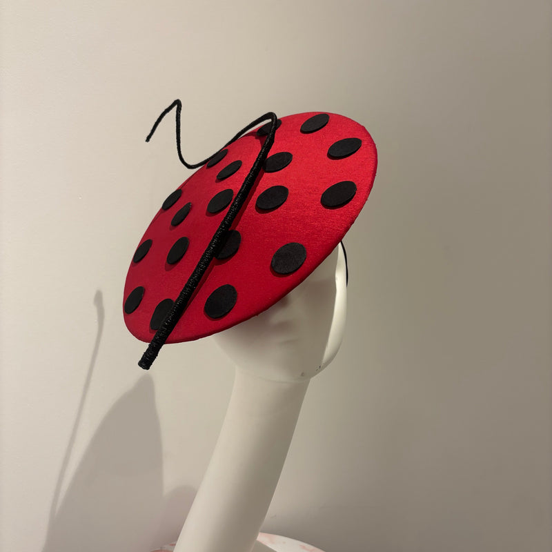 Red & Black Polka Dot Disc Fascinator | Racing Millinery  display picture 1