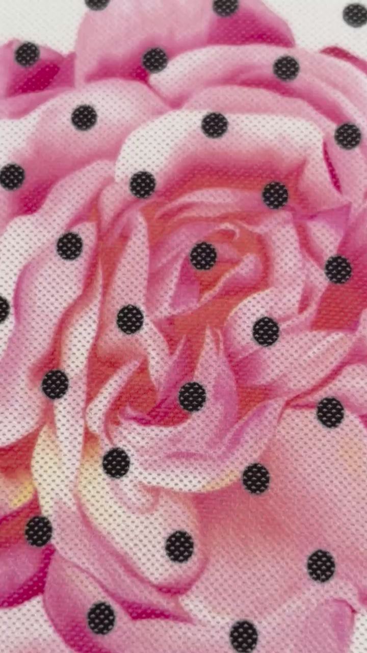 Video of Pillbox rose and polka dot hat view from all angles